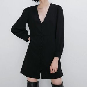 NEW ZARA LONG SLEEVE BLACK MINI DRESS